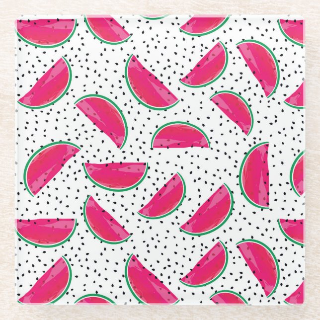 Dessous-de-verre En Verre Neon Watermelon sur Seeds Motif (Devant)