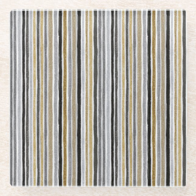 Dessous-de-verre En Verre New Year's Blue Gold Black Stripes (Devant)