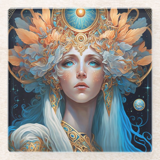 Dessous-de-verre En Verre Night Goddess Queen Imaginaire Art (Devant)