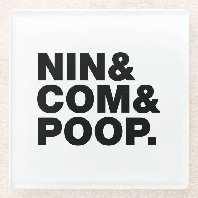 DESSOUS-DE-VERRE EN VERRE NIN & COM & POOP. (Devant)