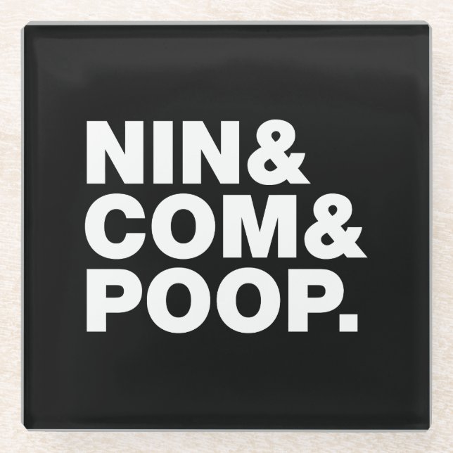 DESSOUS-DE-VERRE EN VERRE NIN & COM & POOP. (Devant)