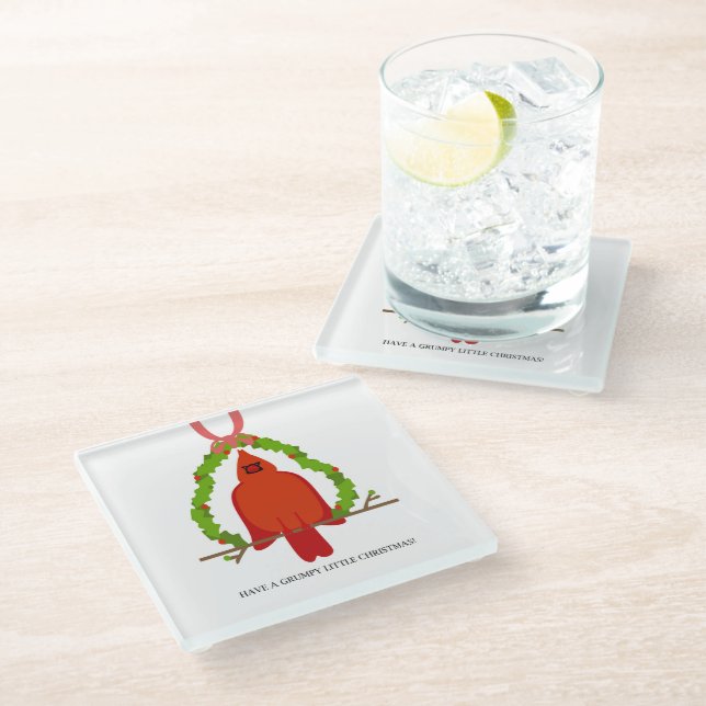 Dessous-de-verre En Verre Noël cardinal grincheux (Incliné)