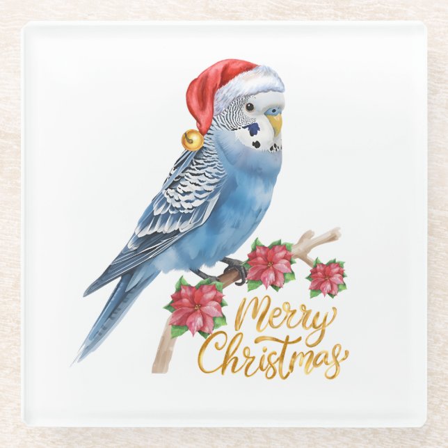 Dessous-de-verre En Verre Noël de perruche (Devant)