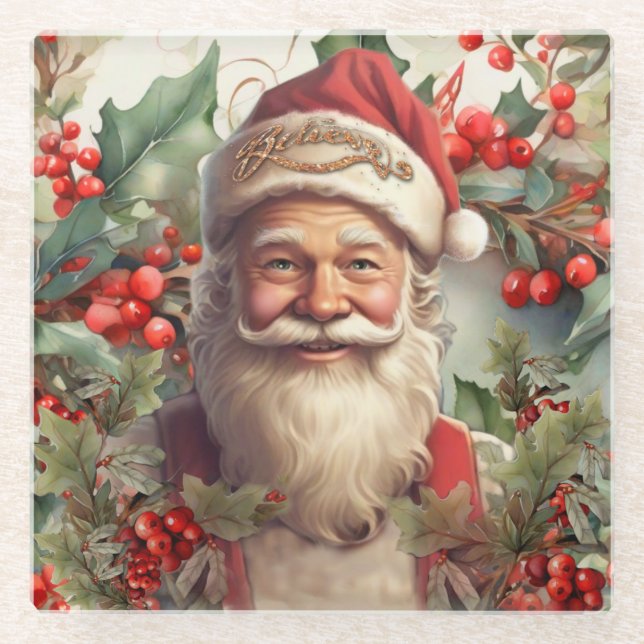 Dessous-de-verre En Verre Noël du Père Noël Saint Nicolas (Devant)