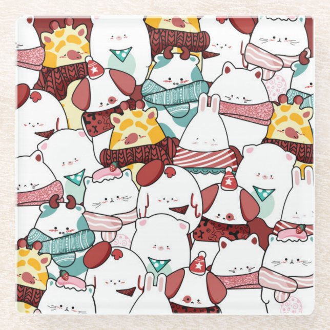 Dessous-de-verre En Verre Noël mignon (Devant)