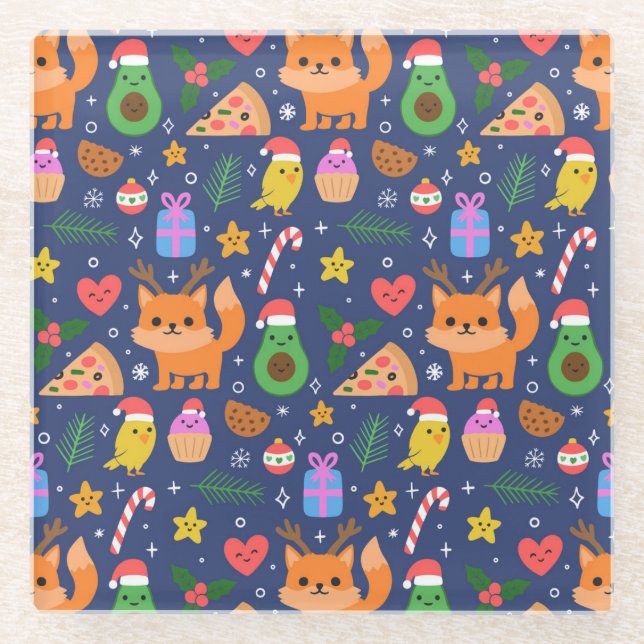 Dessous-de-verre En Verre Noël mignon (Devant)