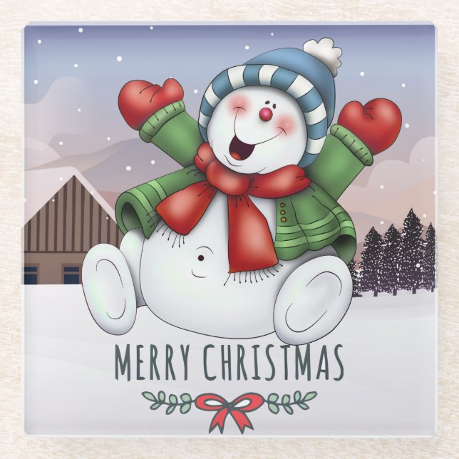 Dessous-de-verre En Verre Noël mignon (Devant)