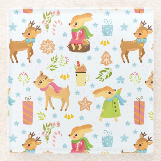 Dessous-de-verre En Verre Noël mignon (Devant)