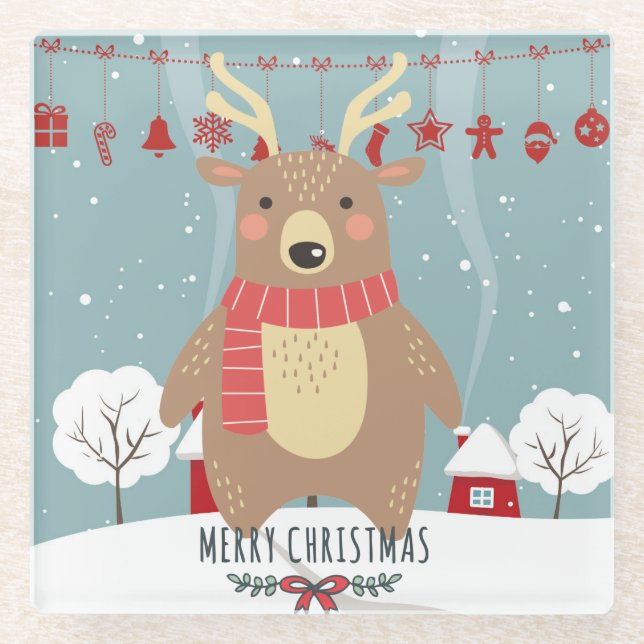 Dessous-de-verre En Verre Noël mignon (Devant)