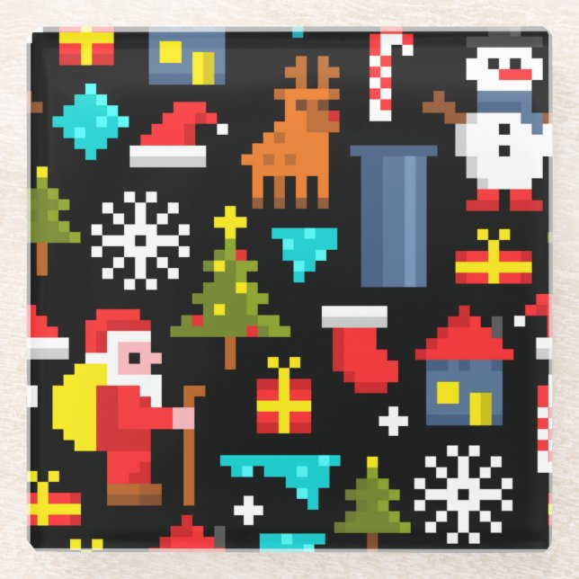 Dessous-de-verre En Verre Noël Pixel (Devant)