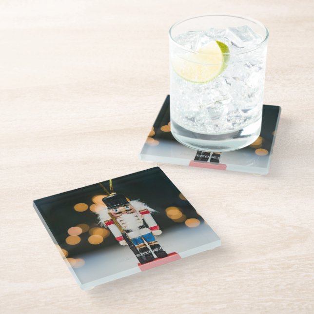 Dessous-de-verre En Verre Noël SlipperyJoe nutcracker figurine ornement (Incliné)
