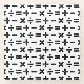 Dessous-de-verre En Verre Noir et blanc Tous les symboles mathématiques Lino