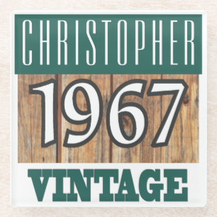 Dessous-de-verre En Verre Nom avec le Dessous de verre en verre Vintage de l