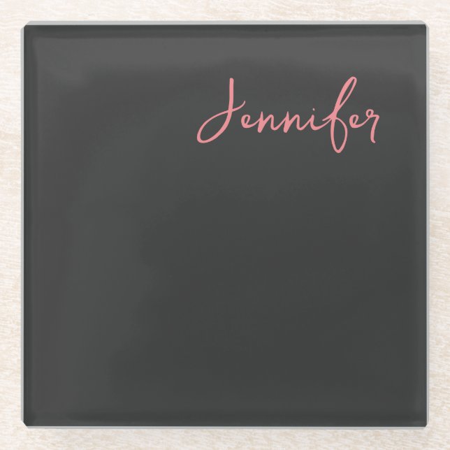 Dessous-de-verre En Verre Nom de calligraphie professionnelle Plaine minimal (Devant)