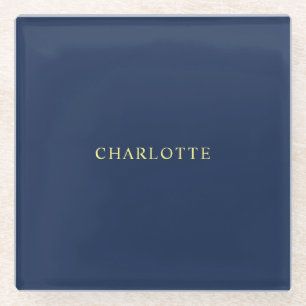Dessous-de-verre En Verre Nom de couleur bleu minimaliste classique professi