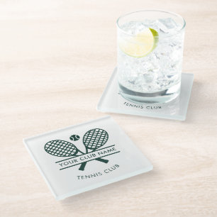 Dessous-de-verre En Verre Nom du club de sport Icônes de tennis Motif de raq