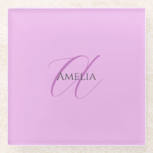 Dessous-de-verre En Verre Nom Monogramme Lettre initiale Orchid & Lilac