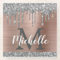Nom Monogramme Rose Gold Gouttes de Paillettes Arg
