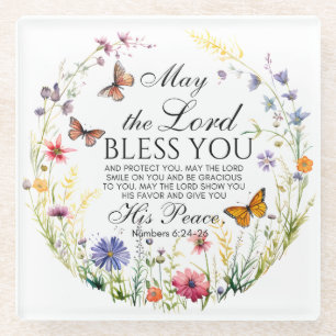 Dessous-de-verre En Verre Nombres 6:24-26 Que le Seigneur vous bénisse Fleur