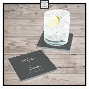 Dessous-de-verre En Verre Noms de couple élégants Date Script Typographie Gr