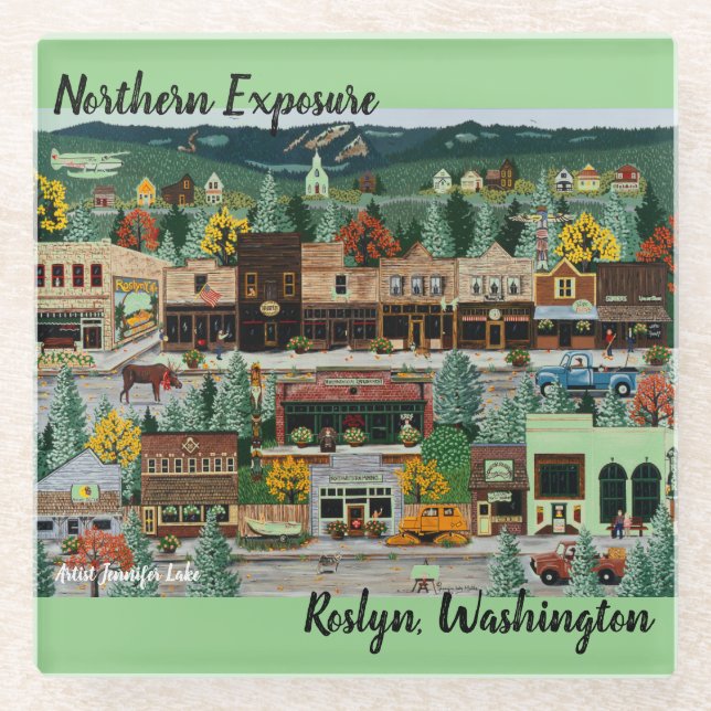 Dessous-de-verre En Verre "Northern Exposure" ~ Roslyn, Washington (Devant)