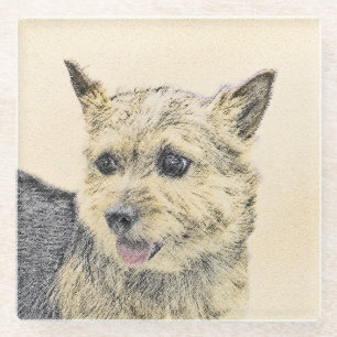 Dessous-de-verre En Verre Norwich Terrier Peinture - Cute Original Chien Art