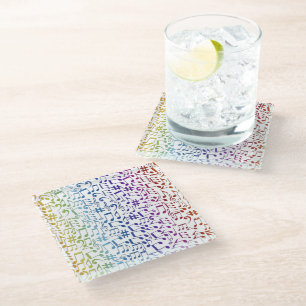 Dessous-de-verre En Verre Notes de musique colorées dansantes Amoureux de mu