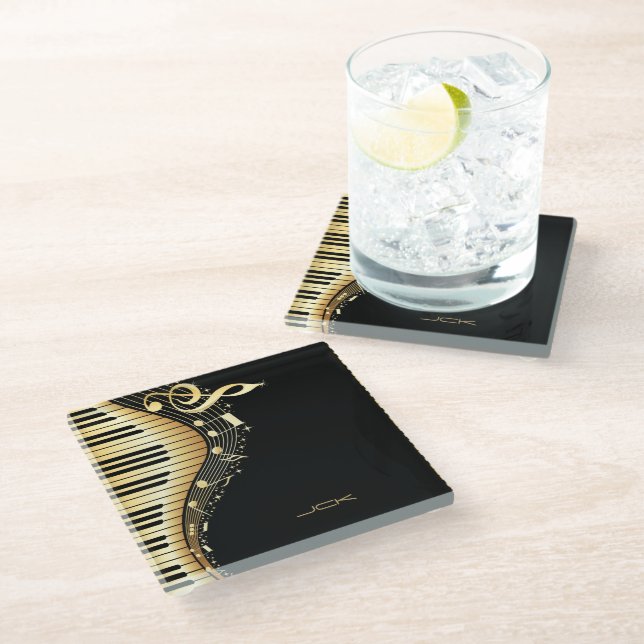 Dessous-de-verre En Verre Notes musicales et clé (Incliné)