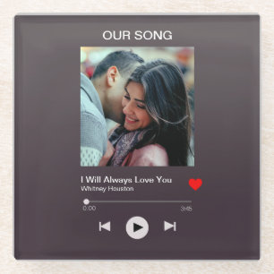 Dessous-de-verre En Verre Notre chanson préférée - Photo personnalisée 