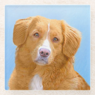 Dessous-de-verre En Verre Nouvelle-Écosse Peinture de chien pour l'essayeur 
