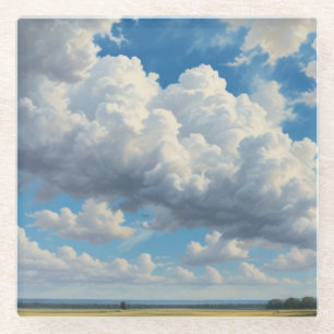 Dessous-de-verre En Verre Nuages blancs et ciel bleu clair