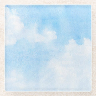 Dessous-de-verre En Verre Nuages d'aquarelle et arrière - plan de ciel
