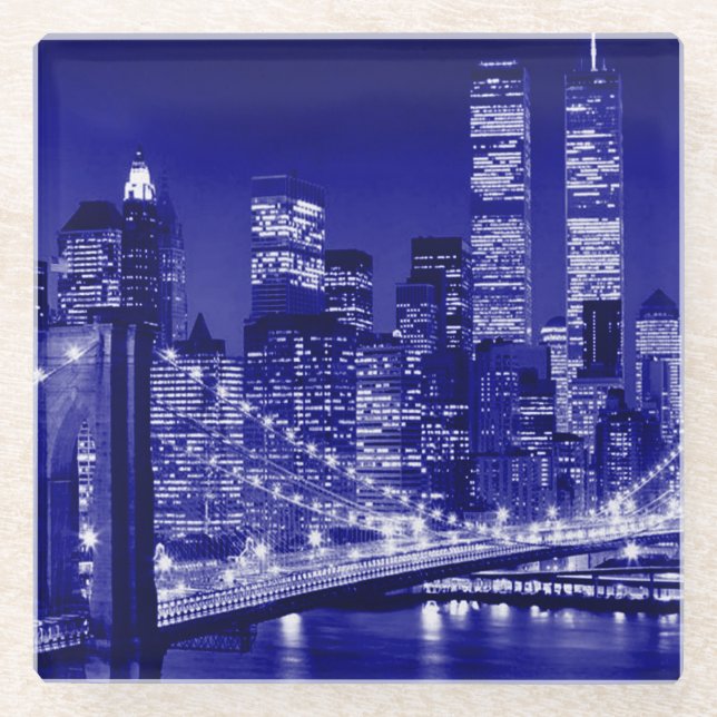 Dessous-de-verre En Verre Nuit bleue à New York (Devant)