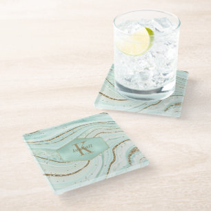 Dessous-de-verre En Verre Numéro de référence du monogramme de l'agent Abstr