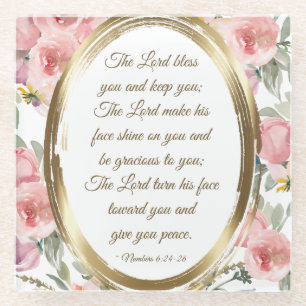 Dessous-de-verre En Verre Numéros 6:24-26 Le Seigneur vous bénisse Floral ro