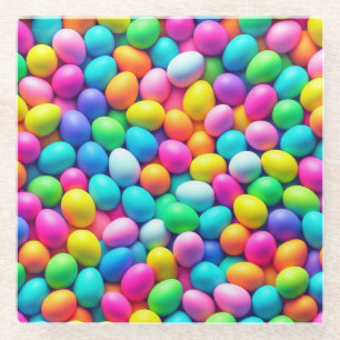 Dessous-de-verre En Verre Oeuf de Pâques aux couleurs vives/Printemps