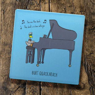 Dessous-de-verre En Verre Œuvre d'art de Burt Quackarach Canard Joueur de Pi
