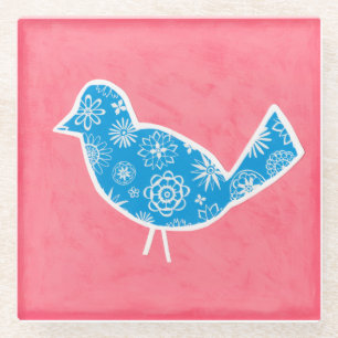Dessous-de-verre En Verre Oiseau décoratif avec des motifs sur l'arrière -