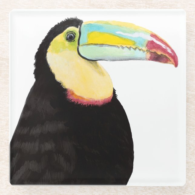 Dessous-de-verre En Verre Oiseau tropical Toucan (Devant)