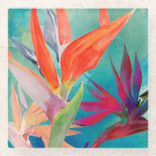 Dessous-de-verre En Verre Oiseaux du paradis vifs