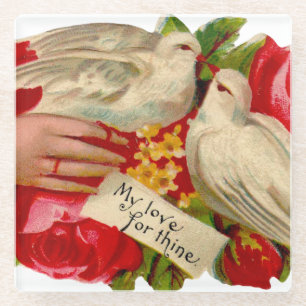 Dessous-de-verre En Verre Oiseaux vintage amour victorien colombe art classi