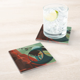 Dessous-de-verre En Verre Olympus Mons sur Mars, le plus haut volcan du syst