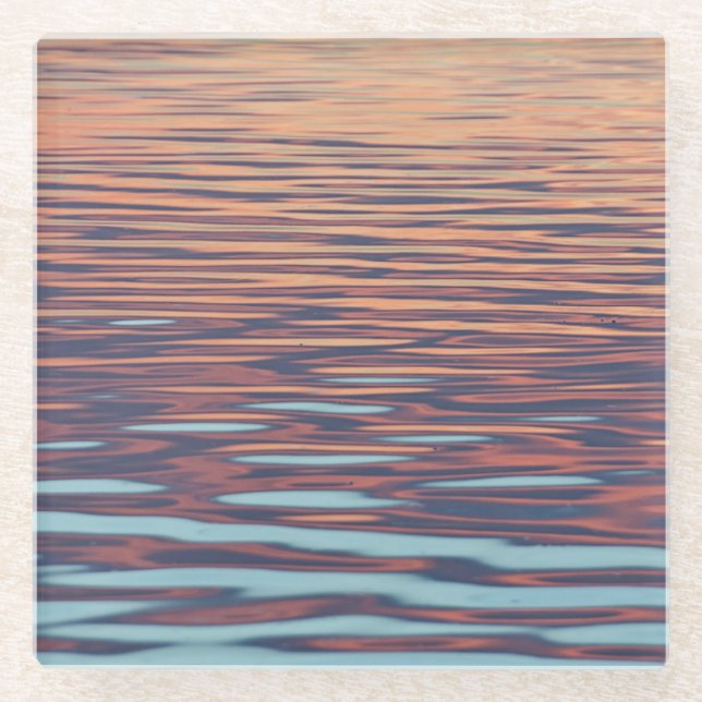 Dessous-de-verre En Verre Ondes de coucher de soleil sur l'eau (Devant)