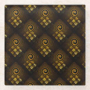 Dessous-de-verre En Verre Or Moderne Boho Élégant Motif d'Art Abstrait #502