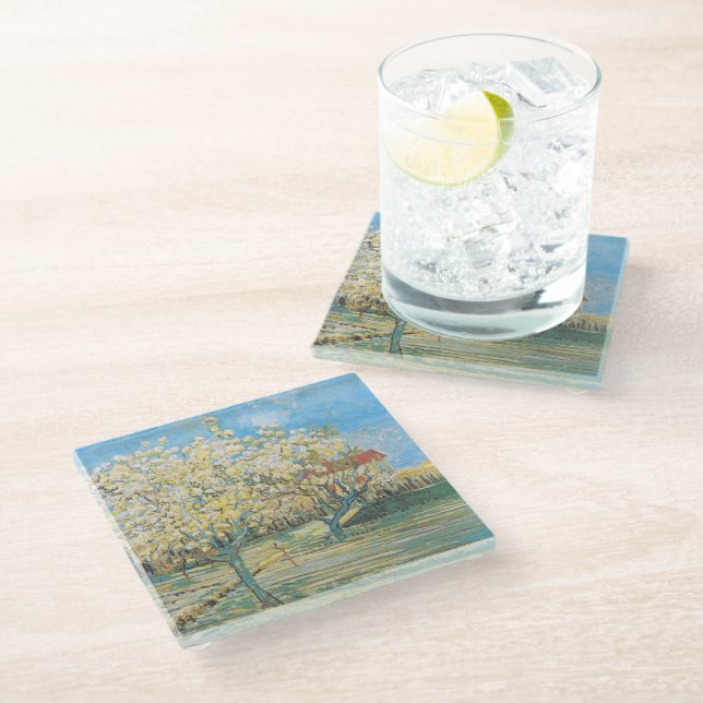 Dessous-de-verre En Verre Orchard en fleurs | Vincent van Gogh (Incliné)