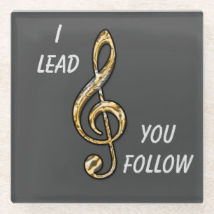 Dessous-de-verre En Verre Orchestre chef de bande Gold Clef Musical