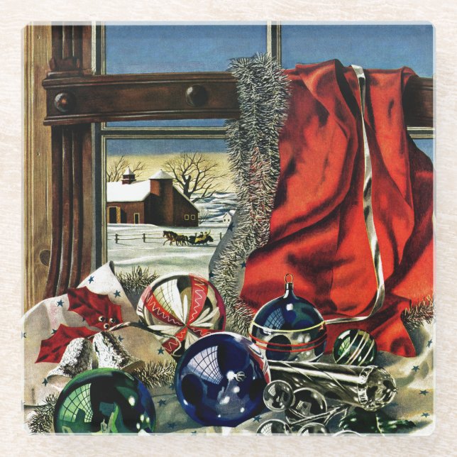 Dessous-de-verre En Verre Ornements de Noël (Devant)