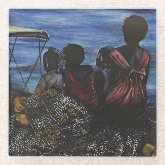 Dessous-de-verre En Verre Où est papa ? Île Harbour (Devant)