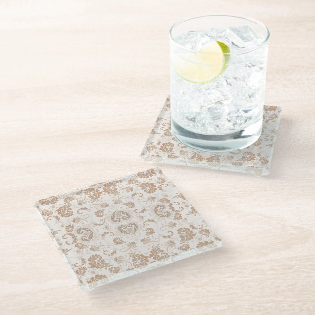 Dessous-de-verre En Verre Paisley en beige esthétique moderne Tan Brown (Incliné)