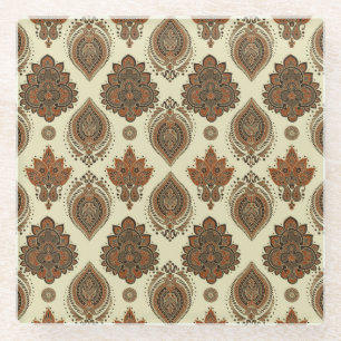 Dessous-de-verre En Verre Paisley floral, motif vintage textile asiatique.